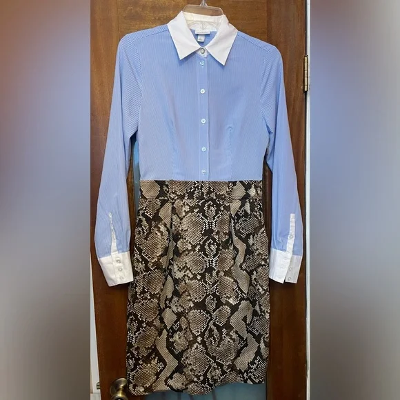 makeup to wear with light blue dress Striped long sleeve dress main image 1